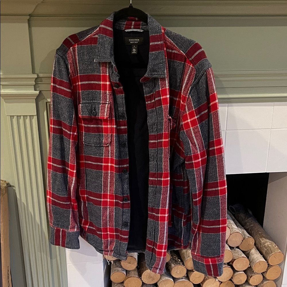 Men's Red and Gray Plaid Jacket